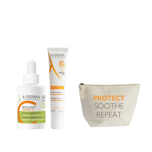 Biology Energy C Serum + Protect Invisible Fluid Sunscreen + Free Pouch