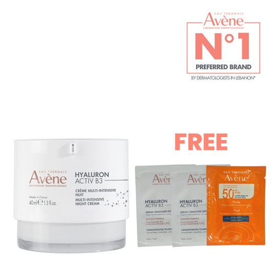 Hyaluron Activ B3 Multi Intensive Night Cream+ 2 Free Hyaluron Activ B3 Serum Sachet+ 1 Free Fluid Sunscreen Sachet