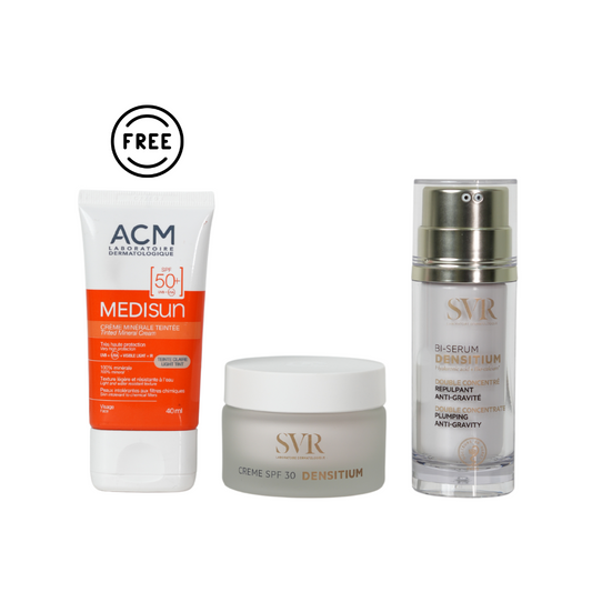 Densitium Cream SPF 30+ Densitium Bi Serum+ Free ACM Medisun Tinted Mineral Sunscreen SPF 50